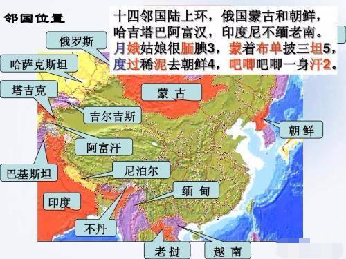 与中国隔海相望的国家有哪些？中国与哪些国家接壤
